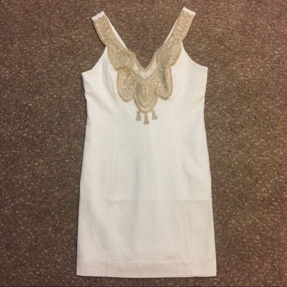 ❌ SOLD ❌ Lilly Pulitzer White and Gold Largo Shift